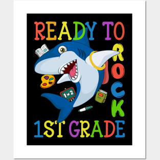 Dabbing 1st Grade Shark Back To School Gift Posters and Art